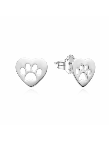 Pendientes huella corazón plata 1ª ley