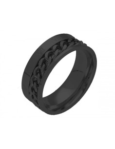 ANILLO HOMBRE NÚMEROS ROMANOS ACERO NEGRO
