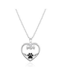 Gargantilla huella hueso circonitas corazón plata 