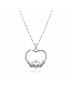 Gargantilla dos manos corazón plata 1ª ley