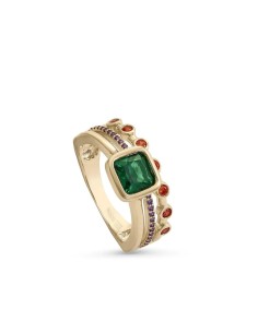 ANILLO CUADRADO VERDE OLIVA PLATA DE 1ª LEY