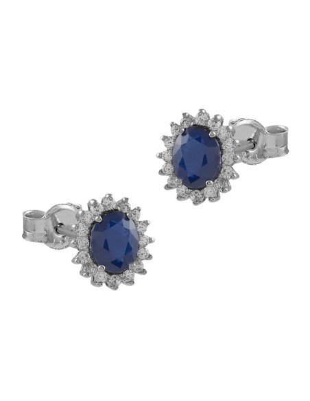 0,16ct-PENDIENTES ORO BLANCO ZAFIRO