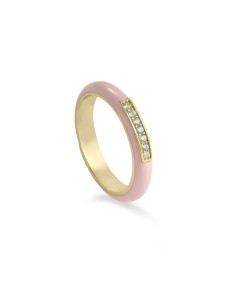 ANILLO ESMALTE ROSA ZN BLANCA PLATA DE 1ª LEY