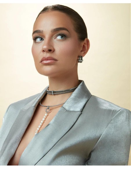 MOTIVO COLGANTE DE ACERO PERLAS COL. LAURA ESCANES