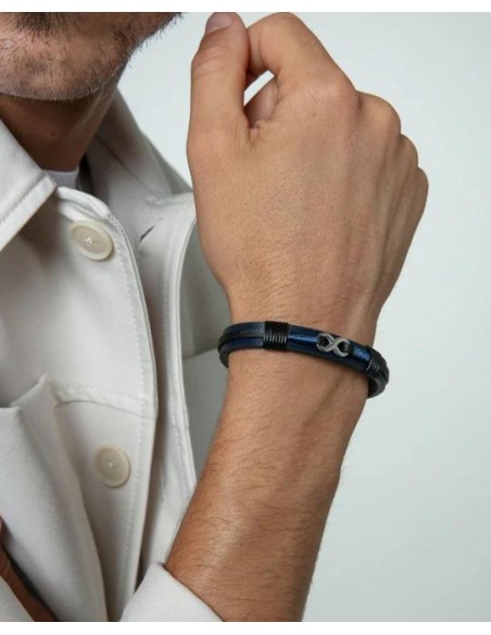 PULS ACERO Y PIEL AZUL Y NEGRA SR FASHION