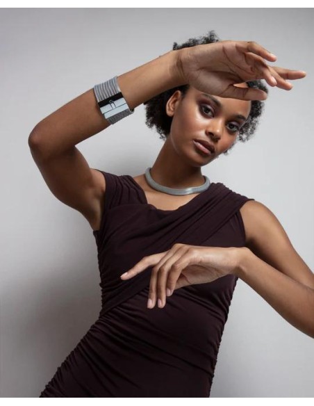 Collar de mujer de acero mesh tubular