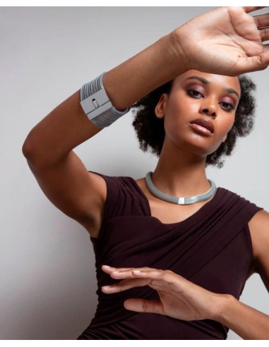 Collar de mujer de acero mesh tubular