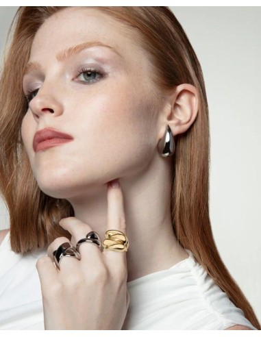 ANILLO Anillo de mujer de acero dorado con ondas