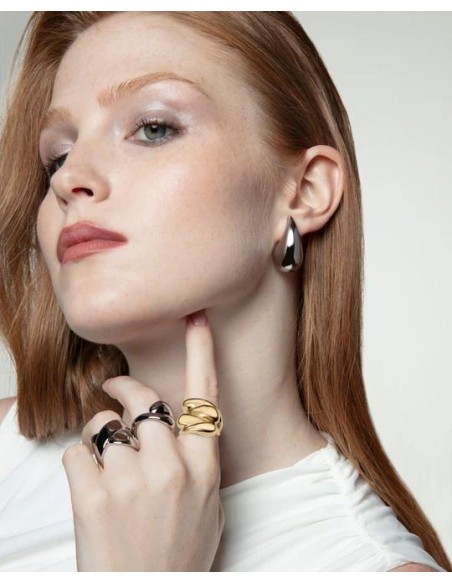 ANILLO Anillo de mujer de acero dorado con ondas