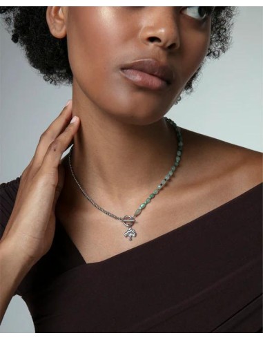Collar de mujer de acero y colgante árbol