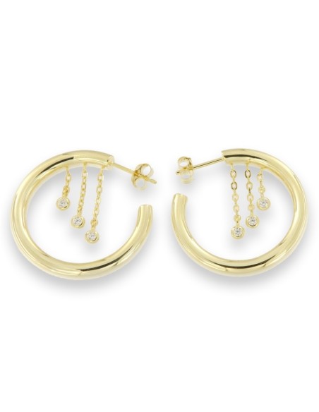 PENDIENTES ARO COLGANDO ZN GOLD PLATA DE 1ª LEY