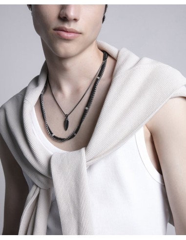 Collar doble de acero y piedras naturales de agata