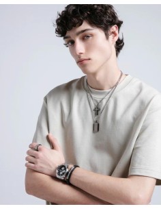 Collar de acero para hombre con colgante de placa  2