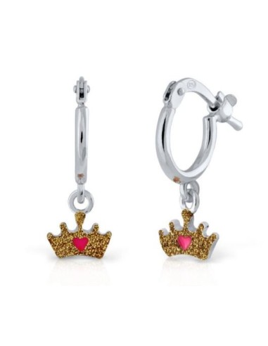 PENDIENTES ARETES CORONA PLATA DE 1ª LEY