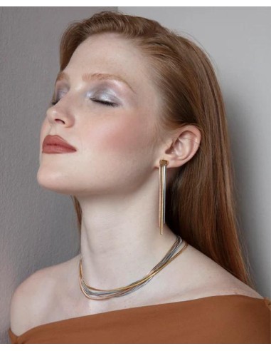 Pendientes tricolor de acero cadena de serpiente