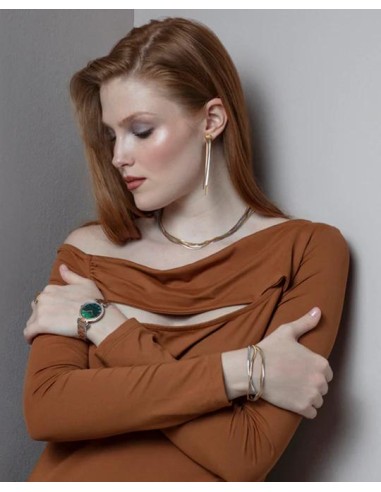 Pendientes tricolor de acero cadena de serpiente