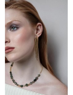 Pendientes de mujer acero dorado cadenas 2