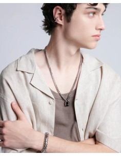 Pendientes aro de acero envejecido para hombre 2