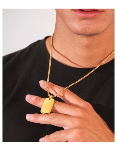 gargantilla para hombre placa lisa dorada