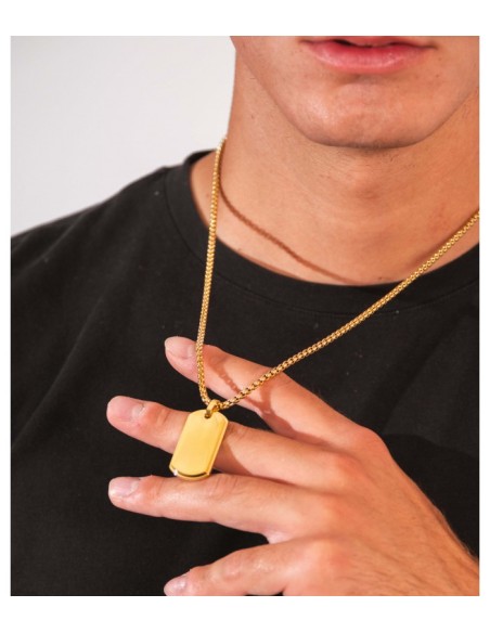 gargantilla para hombre placa lisa dorada