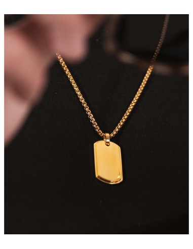 gargantilla para hombre placa lisa dorada