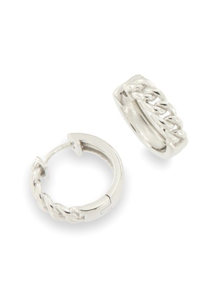 PENDIENTES MEDIO ARO CADENA Y LISO PLATA 