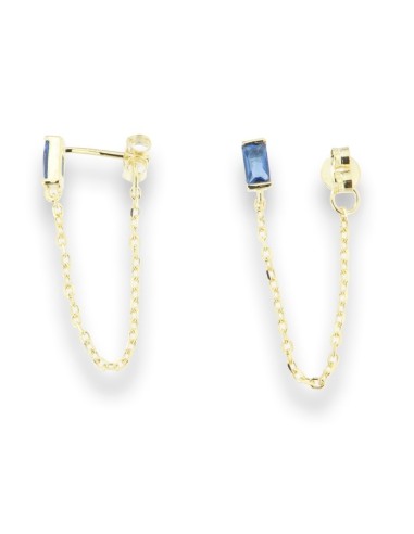 PENDIENTES AZULES GOLD CADENITA PLATA DE 1ª LEY