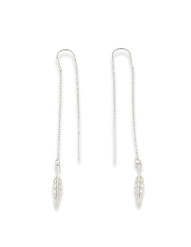 PENDIENTES LARGOS PLUMA PLATA DE 1ª LEY