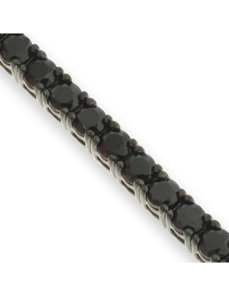 Pulsera Tennis de Plata Negra con Zirconitas 20cm 