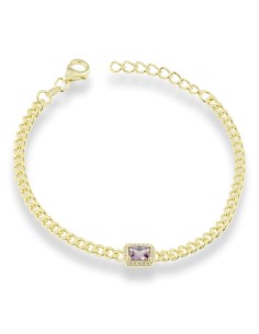 PULSERA PIEDRA LILA ZN GOLD PLATA DE 1ª LEY