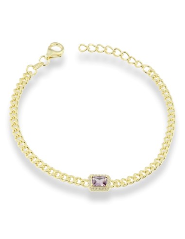 PULSERA PIEDRA LILA ZN GOLD PLATA DE 1ª LEY