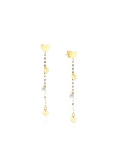 9k- Pendientes para mujer largo corazón zn oro 9k
