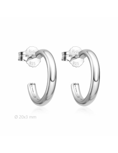 Pendientes para mujer aro abierto plata 20x3mm
