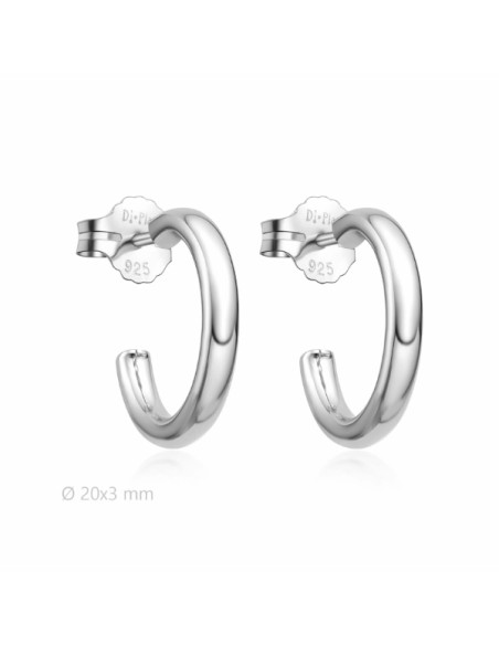 Pendientes para mujer aro abierto plata 20x3mm