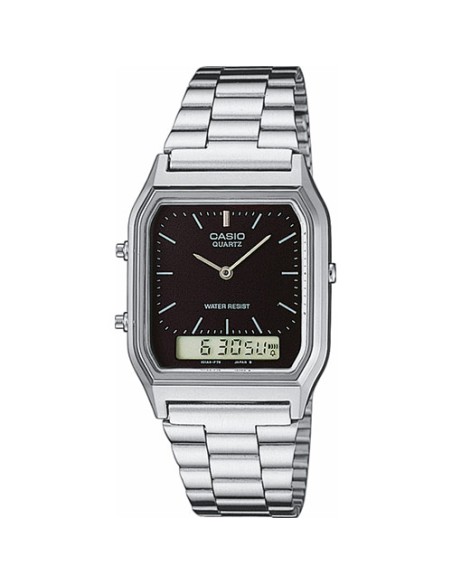 RELOJ CASIO UNISEX PLATEADO/NEGRO AQ