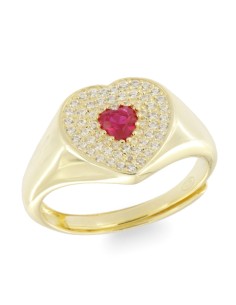 ANILLO ROJO LOVE ZN PLATA CHAP DE 1ª LEY