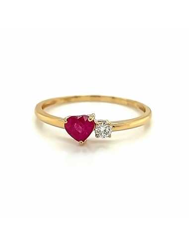 br 0.07- ANILLO LOVE RUBÍ Y BRILL ORO DE 18K