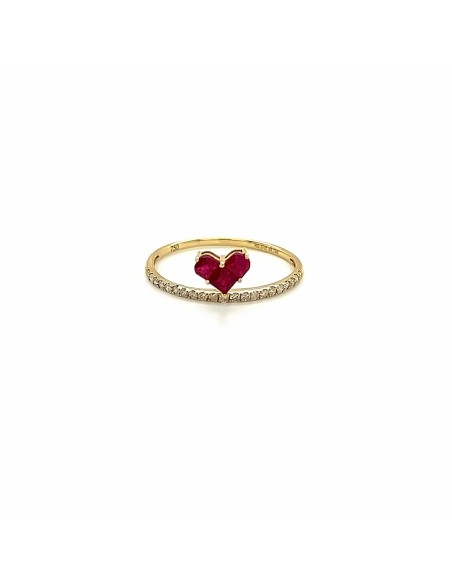 br 0.13- ANILLO LOVE RUBÍ Y BRILL ORO DE 18K