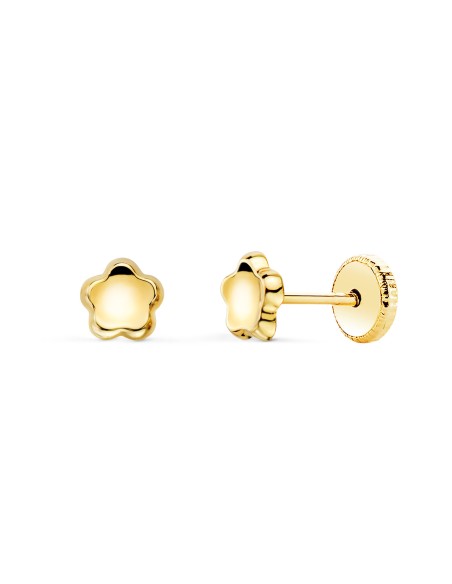 18K PENDIENTES BEBÉ ORO AMARILLO FLOR CONCAVO