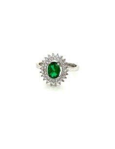 ANILLO ESMERALDA ZN ORO BLANCO DE 18K