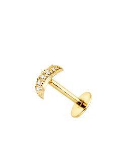 18K PIERCING OREJA ORO AMARILLO LUNA CON CIRCONITA