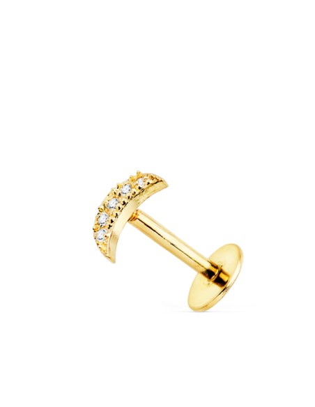 18K PIERCING OREJA ORO AMARILLO LUNA CON CIRCONITA