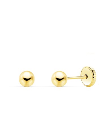 9K PENDIENTES BEBÉ ORO AMARILLO BOLA LISA 4MM 