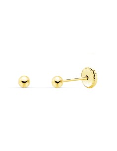 18K PENDIENTES ORO AMARILLO BOLA LISA 3 MM