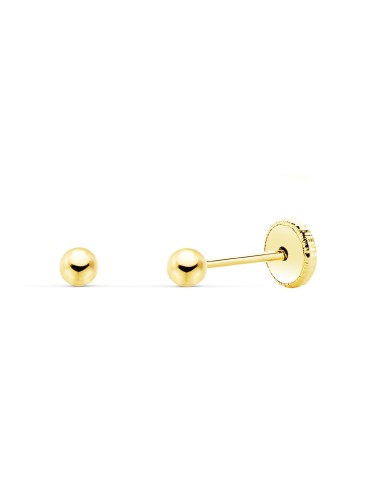 18K PENDIENTES ORO AMARILLO BOLA LISA 3 MM