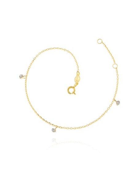 PULSERA TRES ZN COLGANDO ORO DE 9K