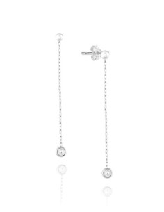 PENDIENTES LARGOS ZN ORO BLANCO DE 9K