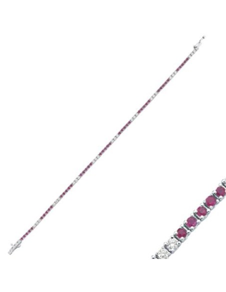 0,68ct- Pulsera DIAMANTES Y Rubí ORO BL DE 18K