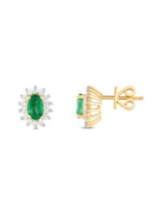 0,46ct- PENDIENTES DIAMANTES ESMERALDA ORO 18K