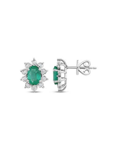 0,15ct- PENDIENTES DIAMANTES ESMERALDA ORO BL 18K
